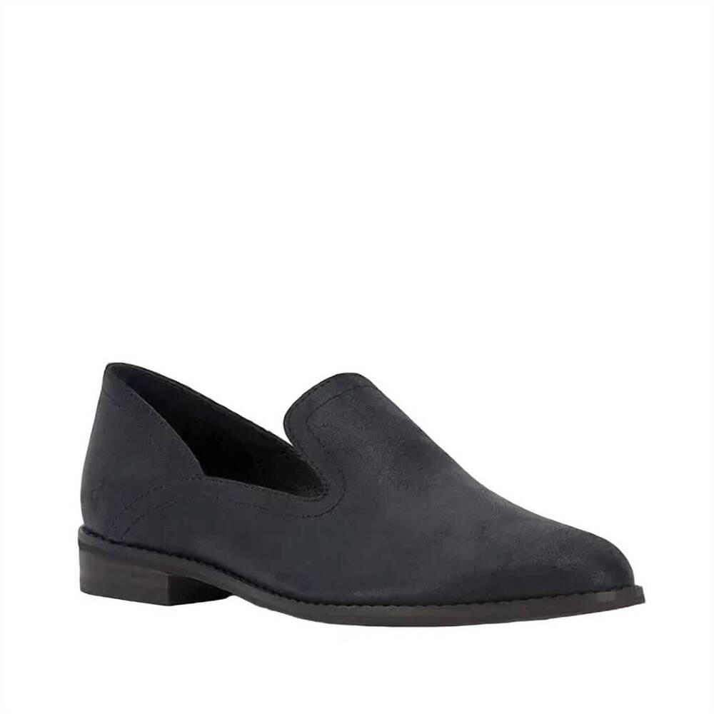 NEW LUCKY BRAND women's ellanzo leather flat shoes in black